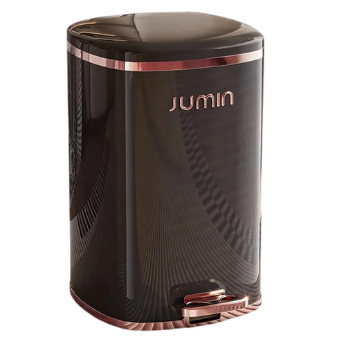 15L Electroplated Dual Layer Waste Bin Plastic Foot Pedal Trash Can with Lid for Kitchen Living Room, Size S - Black - 1