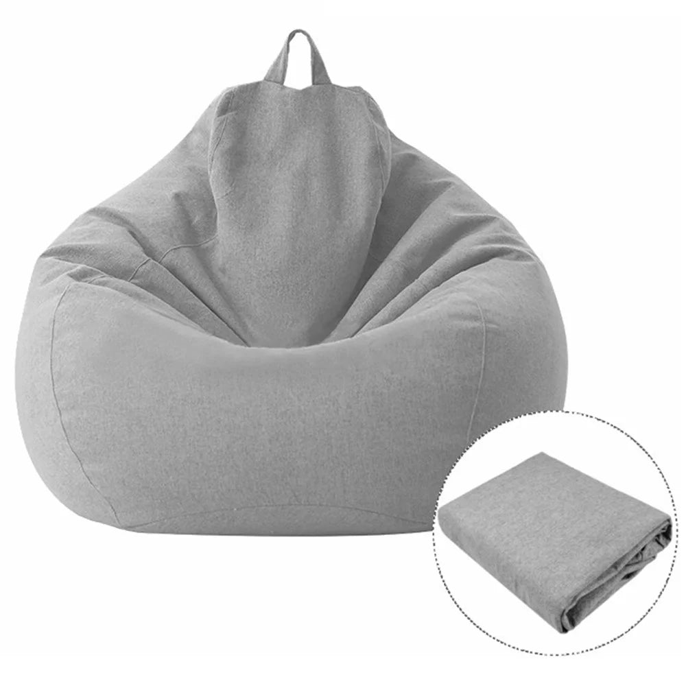 100x120CM Beanbag Sofa Cover Couch Living Room Sofa Slipcover Chair Cloth Lounger Seat Tatami Bean Bag - Light Grey - 1