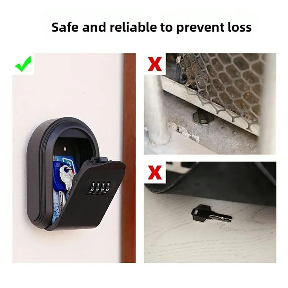 Key Storage Box with Password Lock for Home Office Construction Site Wall Mounted Plastic Security Key Keeper - Black - 3