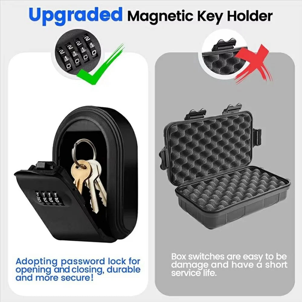 Key Storage Box with Password Lock for Home Office Construction Site Wall Mounted Plastic Security Key Keeper - Black - 4