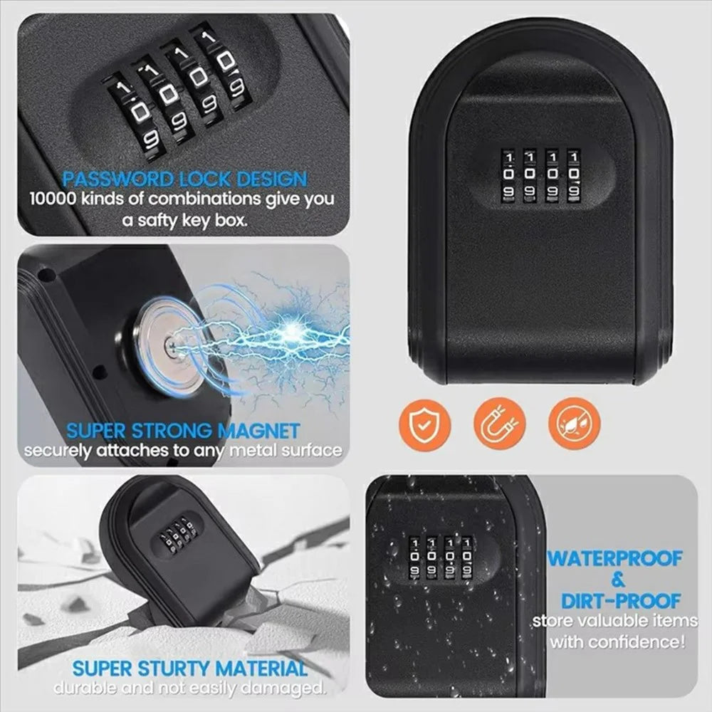 Key Storage Box with Password Lock for Home Office Construction Site Wall Mounted Plastic Security Key Keeper - Black - 5