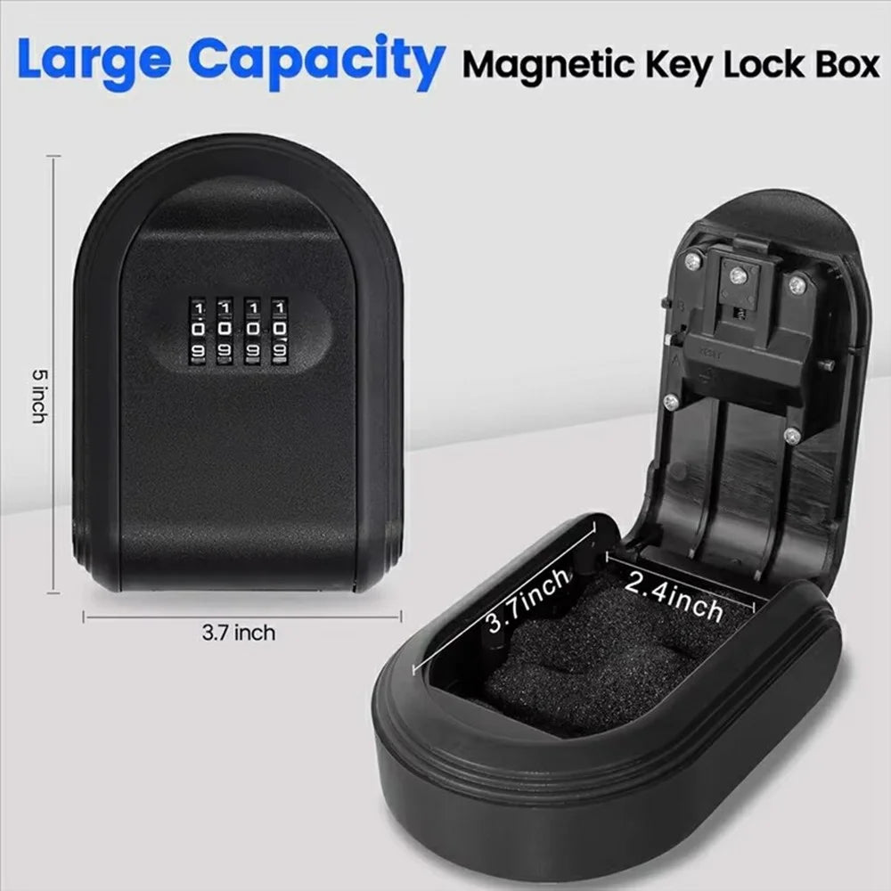 Key Storage Box with Password Lock for Home Office Construction Site Wall Mounted Plastic Security Key Keeper - Black - 7