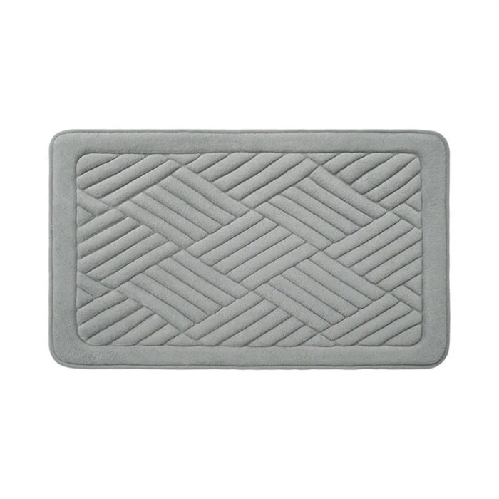 40 x 60cm Coral Fleece Doormat Embossed Memory Foam Bath Mat Non Slip Absorbent Bathroom Rug - Light Grey - 2