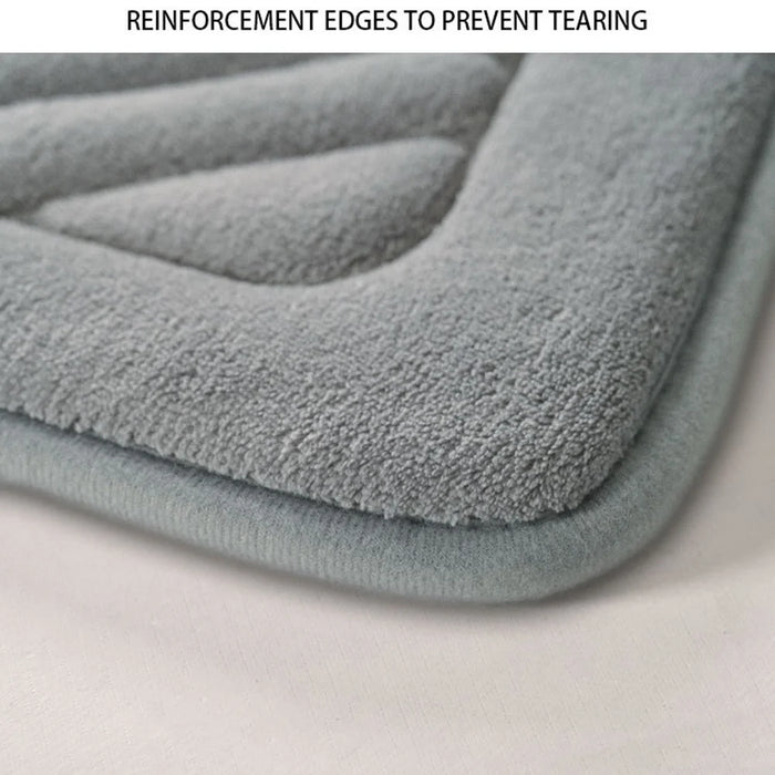 40 x 60cm Coral Fleece Doormat Embossed Memory Foam Bath Mat Non Slip Absorbent Bathroom Rug - Light Grey - 5