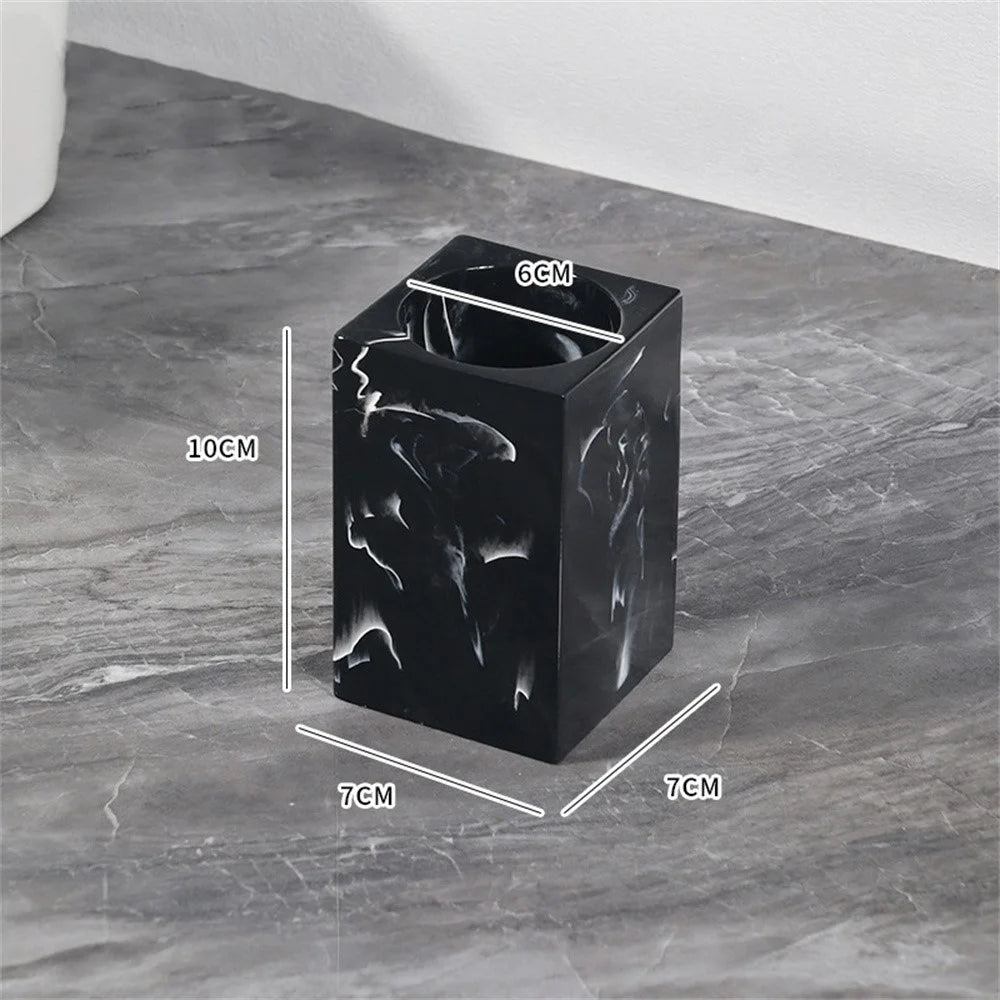 Nordic Style Toothbrush Holder Bathroom Hotel Toiletries Electric Toothbrush Comb Resin Organizer - Ink Black - 2