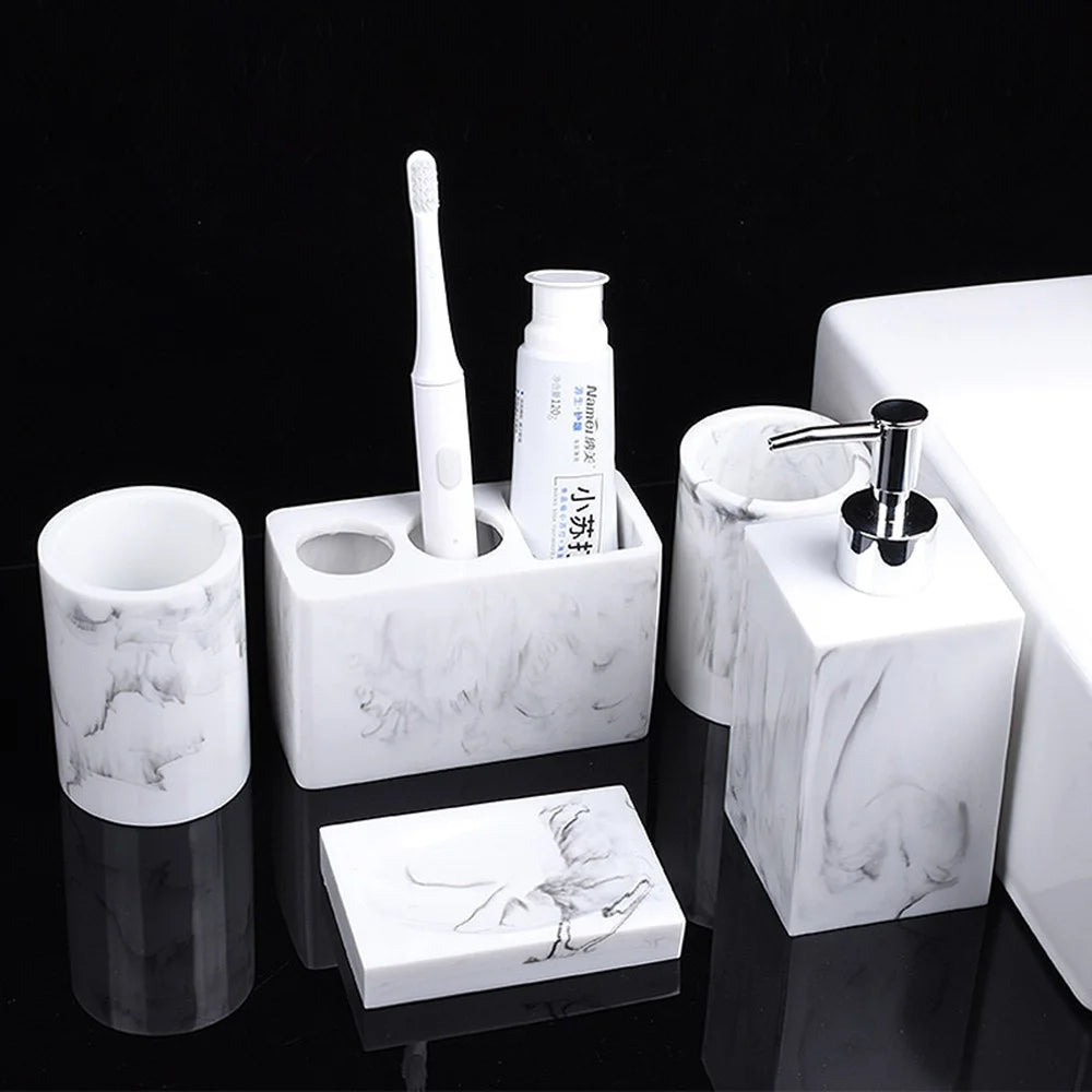 5Pcs / Set Creative Resin Bathroom Accessories Luxury Hotel Toiletries Nordic Style Washstand Organizer - 2