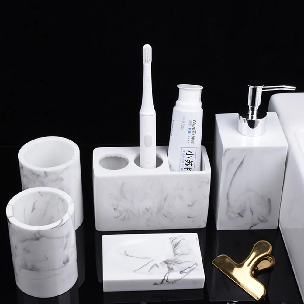 5Pcs / Set Creative Resin Bathroom Accessories Luxury Hotel Toiletries Nordic Style Washstand Organizer - 3