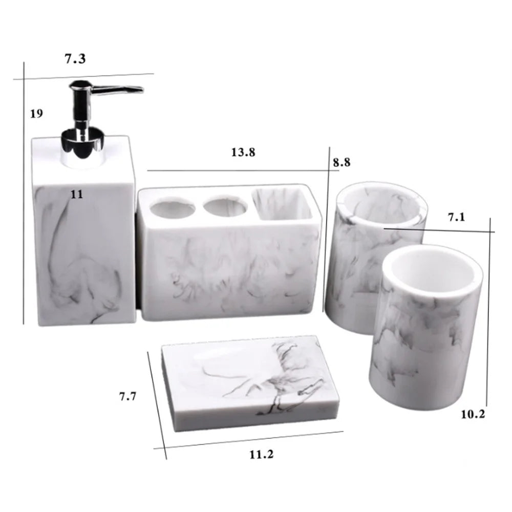 5Pcs / Set Creative Resin Bathroom Accessories Luxury Hotel Toiletries Nordic Style Washstand Organizer - 4