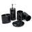 Nordic Marble Pattern 5-Piece Bathroom Accessories Set Resin Toiletries Kit Luxury Washroom Decor - Ink Black - 1