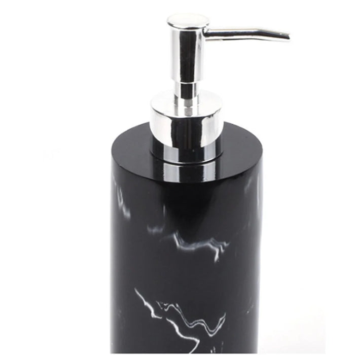 Nordic Marble Pattern 5-Piece Bathroom Accessories Set Resin Toiletries Kit Luxury Washroom Decor - Ink Black - 2