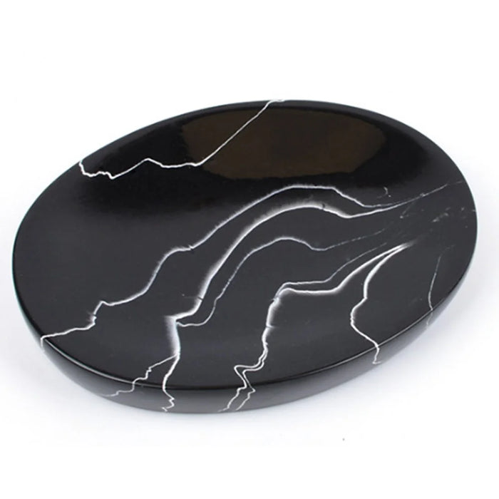 Nordic Marble Pattern 5-Piece Bathroom Accessories Set Resin Toiletries Kit Luxury Washroom Decor - Ink Black - 5
