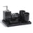Marble Pattern Bathroom Accessories Set 6 Piece Luxury Toiletry Kit Soap Dispenser Toothbrush Holder - Ink Black - 1