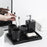 Marble Pattern Bathroom Accessories Set 6 Piece Luxury Toiletry Kit Soap Dispenser Toothbrush Holder - Ink Black - 3