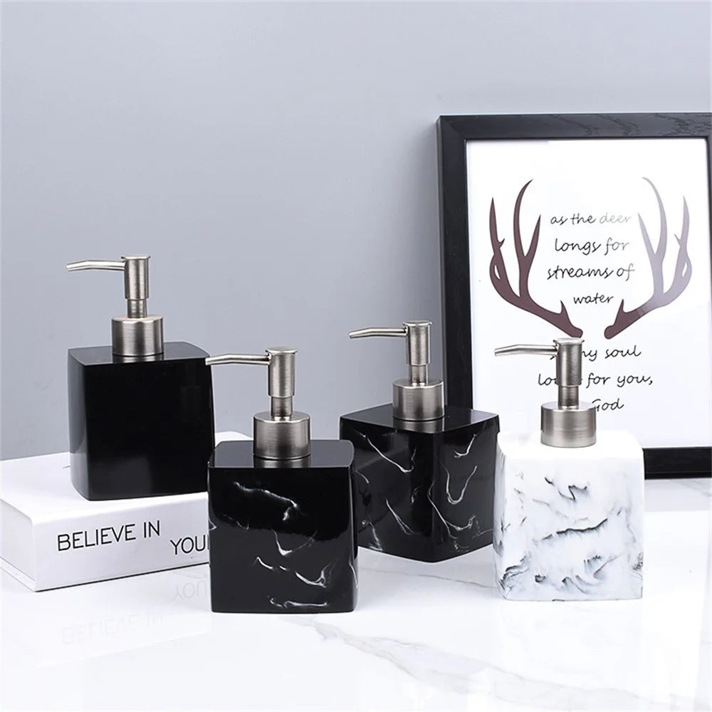 400ml Hotel Bathroom Dispenser For Shampoo Body Wash Hand Soap Resin Pump Bottle - Ink Black - 3