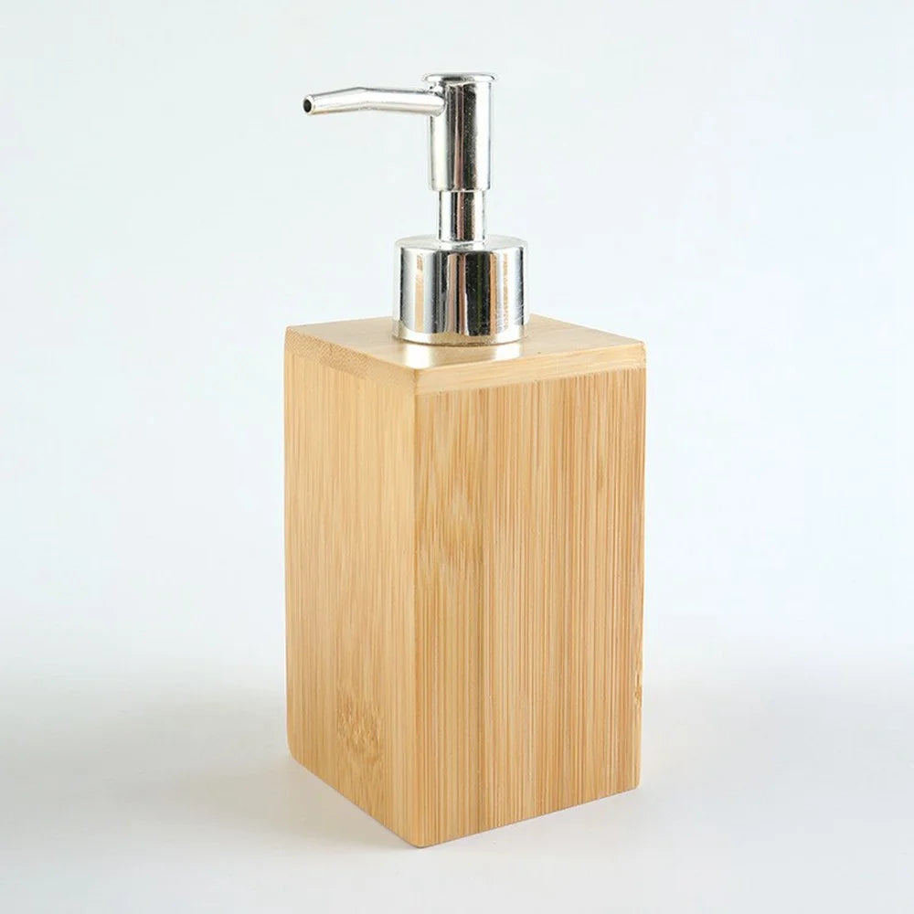 160ml Bamboo Dispenser Bottle for Soap Shampoo Lotion Shower Gel Bathroom Refillable Pump Bottle - 2