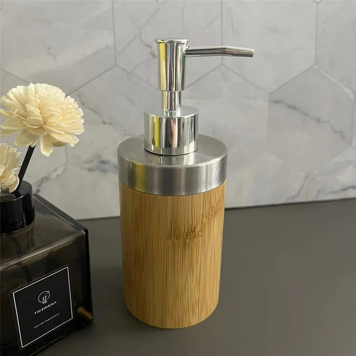 200ml Home Hotel Bamboo Dispenser Bottle Hand Wash / Shampoo / Body Wash / Liquid Soap Refillable Pump Bottle - 2