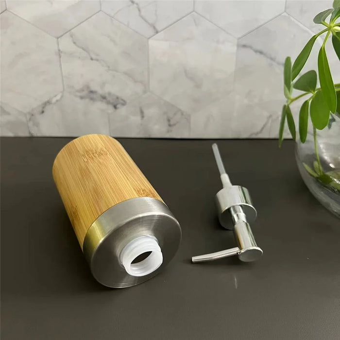 200ml Home Hotel Bamboo Dispenser Bottle Hand Wash / Shampoo / Body Wash / Liquid Soap Refillable Pump Bottle - 3