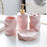 4Pcs / Set Ceramic Bathroom Accessories Nordic Style Lotion Dispenser Bottle Toothbrush Holder Soap Dish Mouthwash Cup - Pink - 2