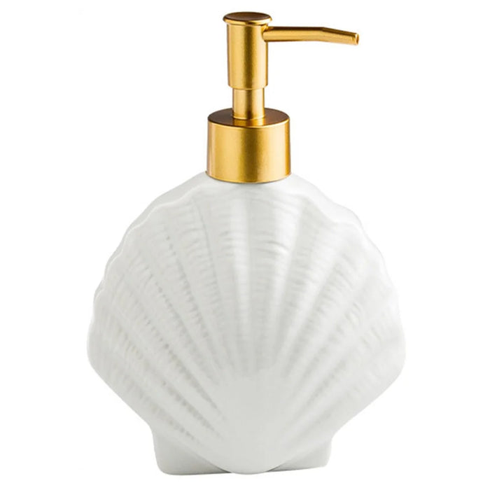 Nordic Bathroom Hotel Ceramic Dispenser Bottle Soap Shampoo Conditioner Lotion Refillable Pump Bottle - Shell - 1