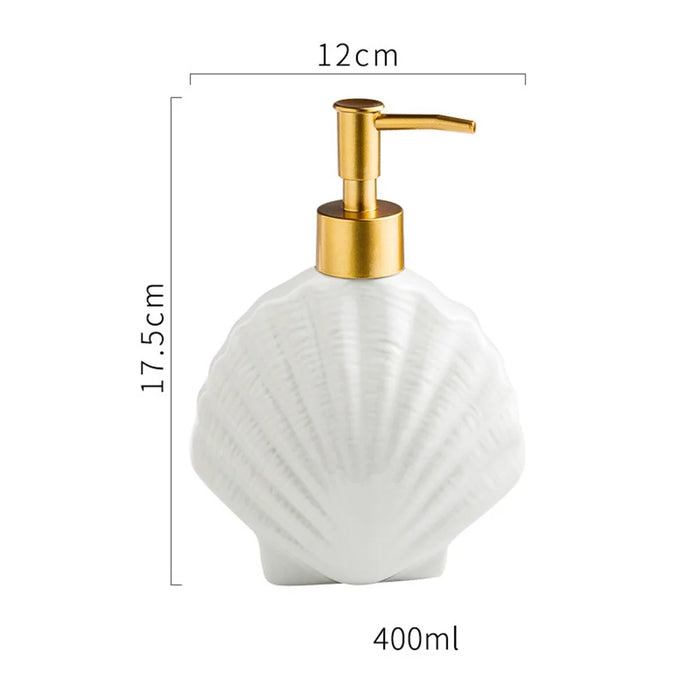 Nordic Bathroom Hotel Ceramic Dispenser Bottle Soap Shampoo Conditioner Lotion Refillable Pump Bottle - Shell - 2