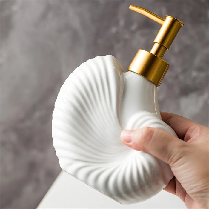 Nordic Bathroom Hotel Ceramic Dispenser Bottle Soap Shampoo Conditioner Lotion Refillable Pump Bottle - Shell - 4