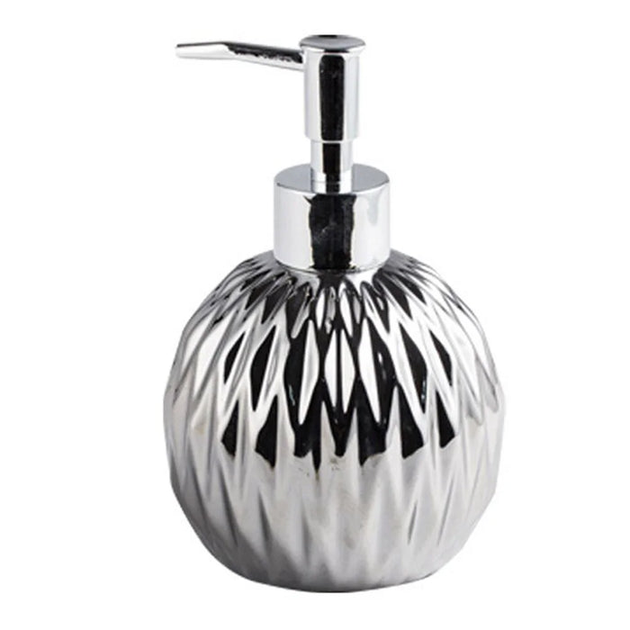 400ml Ceramic Refillable Dispenser Bottle Hand Soap Shower Gel Shampoo Lotion Hotel Bathroom Pump Bottle - Silver - 1