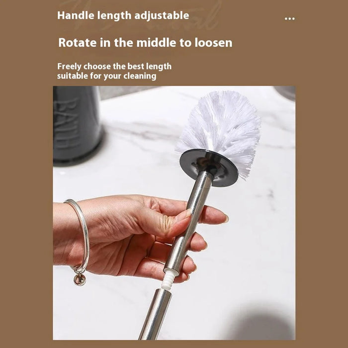 Nordic Ceramic Base No Dead Angle Toilet Brush Long Handle Bathroom Cleaner - Square / White - 4
