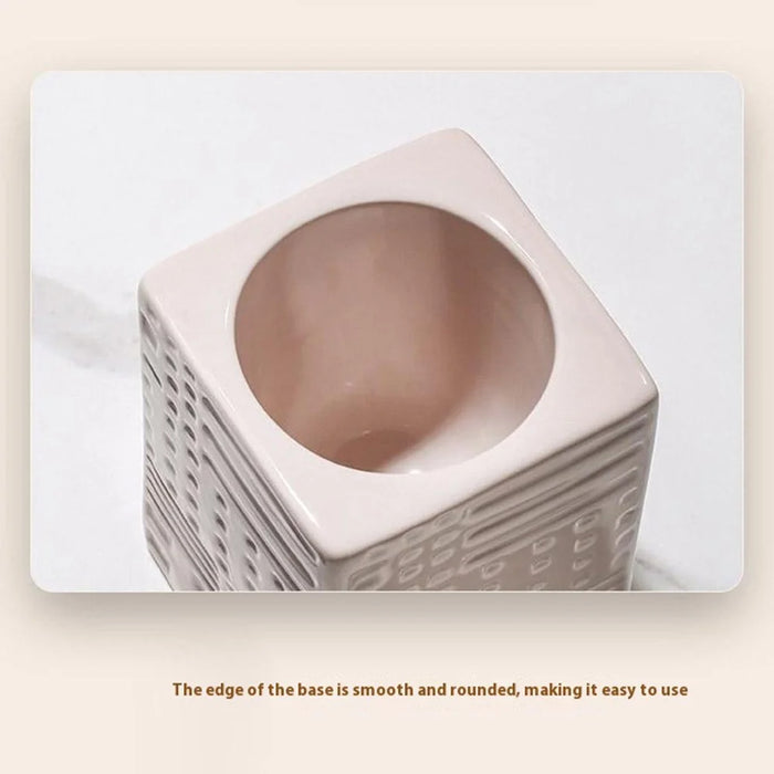 Nordic Ceramic Base No Dead Angle Toilet Brush Long Handle Bathroom Cleaner - Square / White - 6