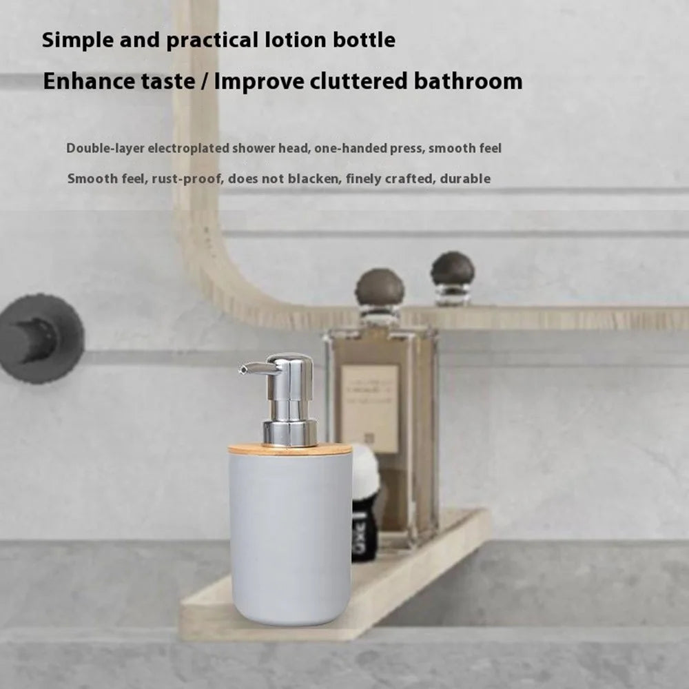 4Pcs / Set PP + Bamboo Bathroom Accessories Toothbrush Holder Soap Dish Lotion Dispenser Bottle Rinse Cup - Black - 2