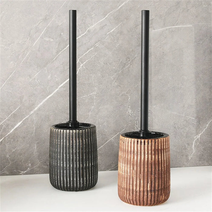 Long Handle Toilet Brush with Ceramic Draining Base Bathroom Cleaning Tool - Dark Color - 4