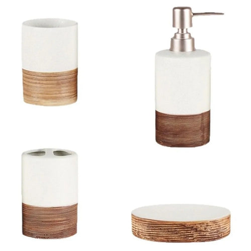 Vintage Ceramic Bathroom Accessories Set Lotion Dispenser Soap Dish Toothbrush Holder Rinsing Cup - 1