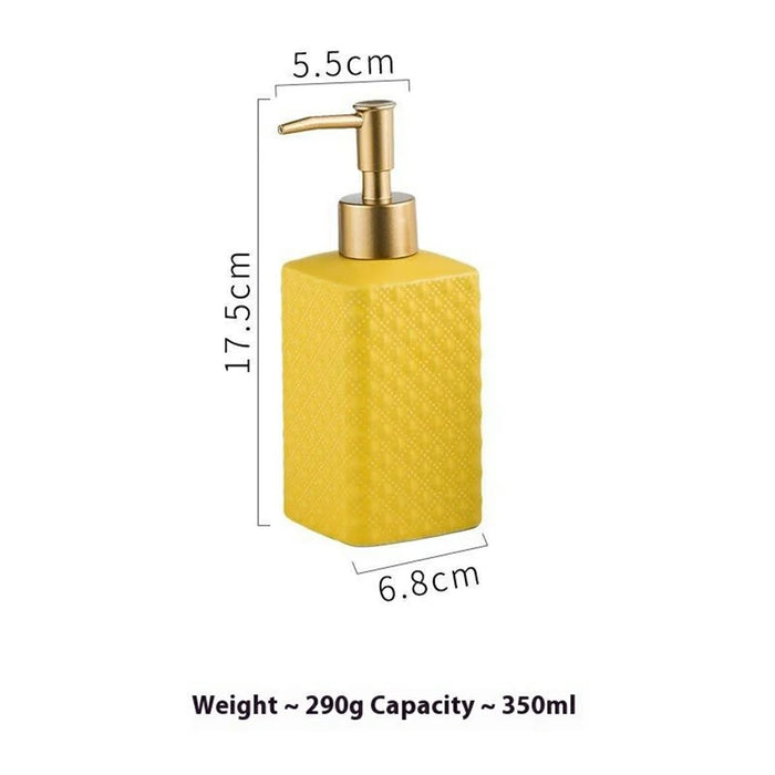 350ml Bathroom Refillable Ceramic Dispenser Bottle Hand Soap Shower Gel Shampoo Lotion Pump Bottle - Yellow - 6