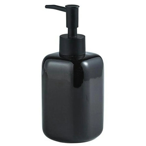 Home Hotel Bathroom Ceramic Refillable Pump Bottle for Soap Shampoo Shower Gel - Square / Black - 1