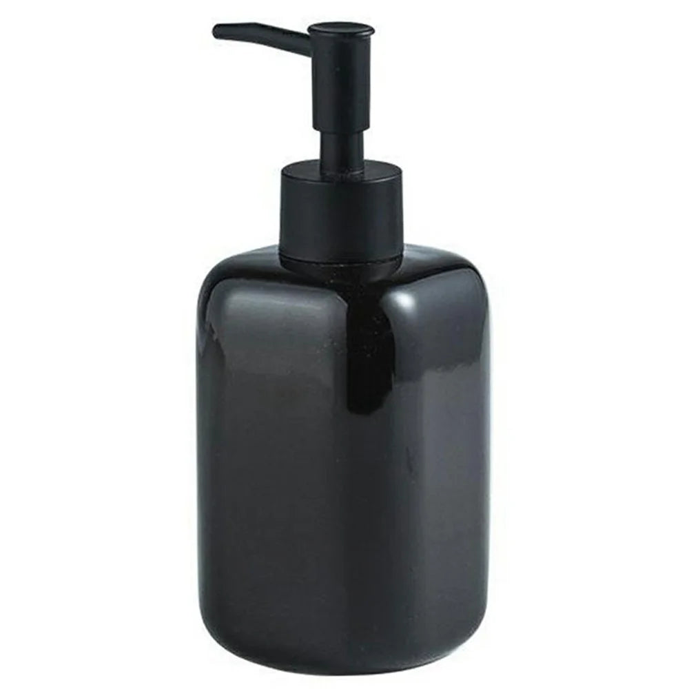 Home Hotel Bathroom Ceramic Refillable Pump Bottle for Soap Shampoo Shower Gel - Square / Black - 1