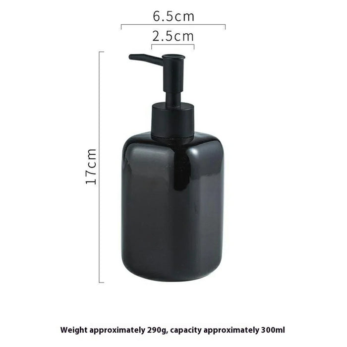 Home Hotel Bathroom Ceramic Refillable Pump Bottle for Soap Shampoo Shower Gel - Square / Black - 6