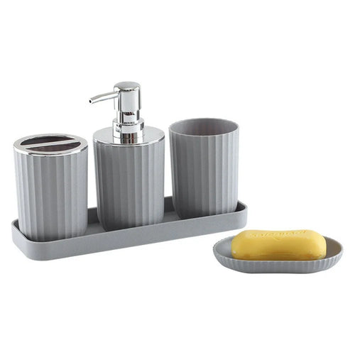 5Pcs / Set Bathroom Accessories Toothbrush Holder Rinse Cup Soap Dish Lotion Dispenser with Organizer Tray - Grey - 1