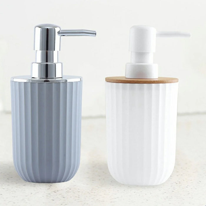 5Pcs / Set Bathroom Accessories Toothbrush Holder Rinse Cup Soap Dish Lotion Dispenser with Organizer Tray - Grey - 3