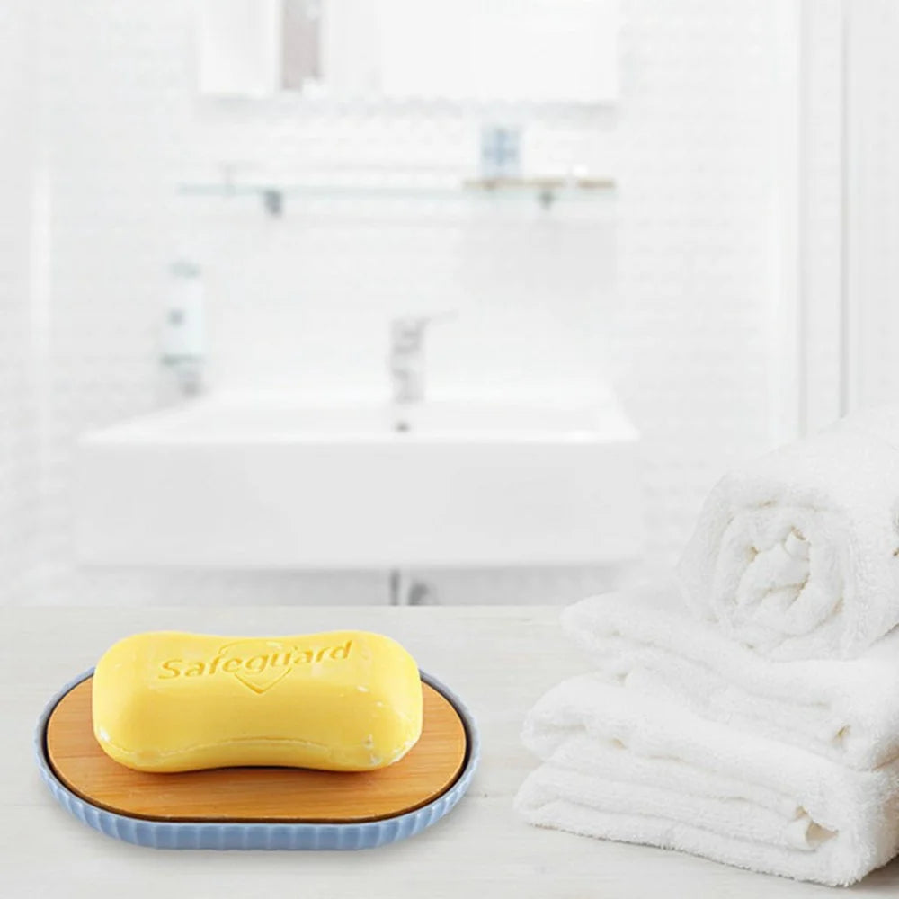 5Pcs / Set Bathroom Accessories Bamboo + Plastic Toothbrush Holder Rinse Cup Soap Dish Lotion Dispenser with Tray - Grey - 5