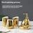 4Pcs / Set Ceramic Bathroom Accessories Toothbrush Holder Lotion Dispenser Bottle Rinsing Cup Soap Dish - Gold - 3