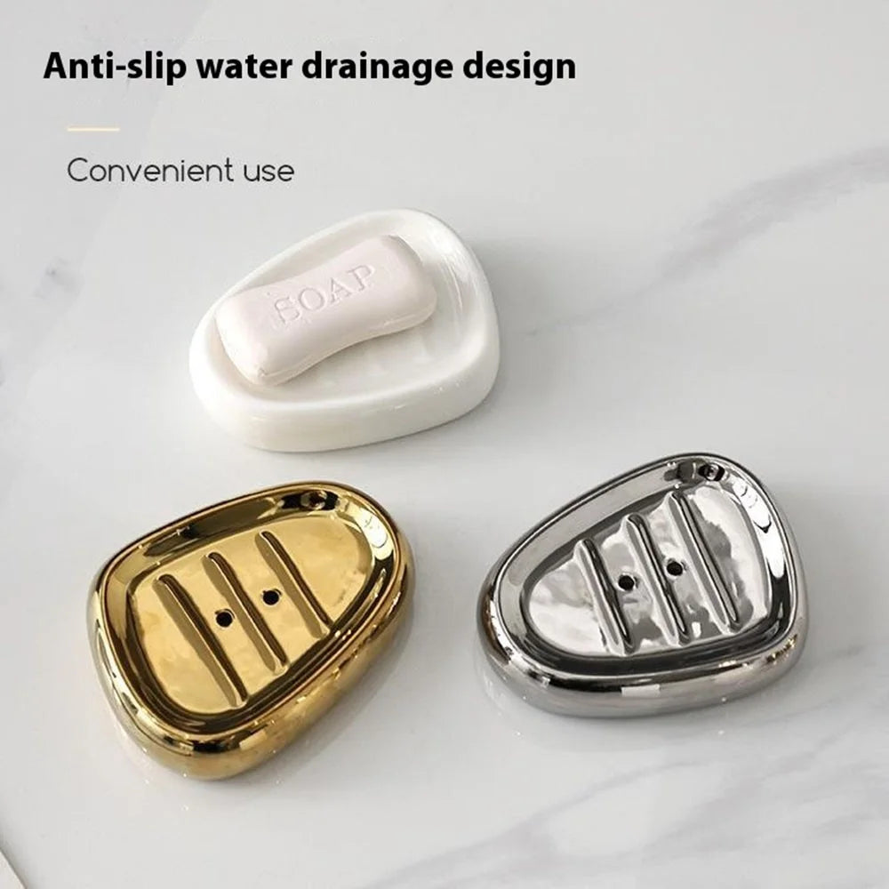 4Pcs / Set Ceramic Bathroom Accessories Toothbrush Holder Lotion Dispenser Bottle Rinsing Cup Soap Dish - White - 5