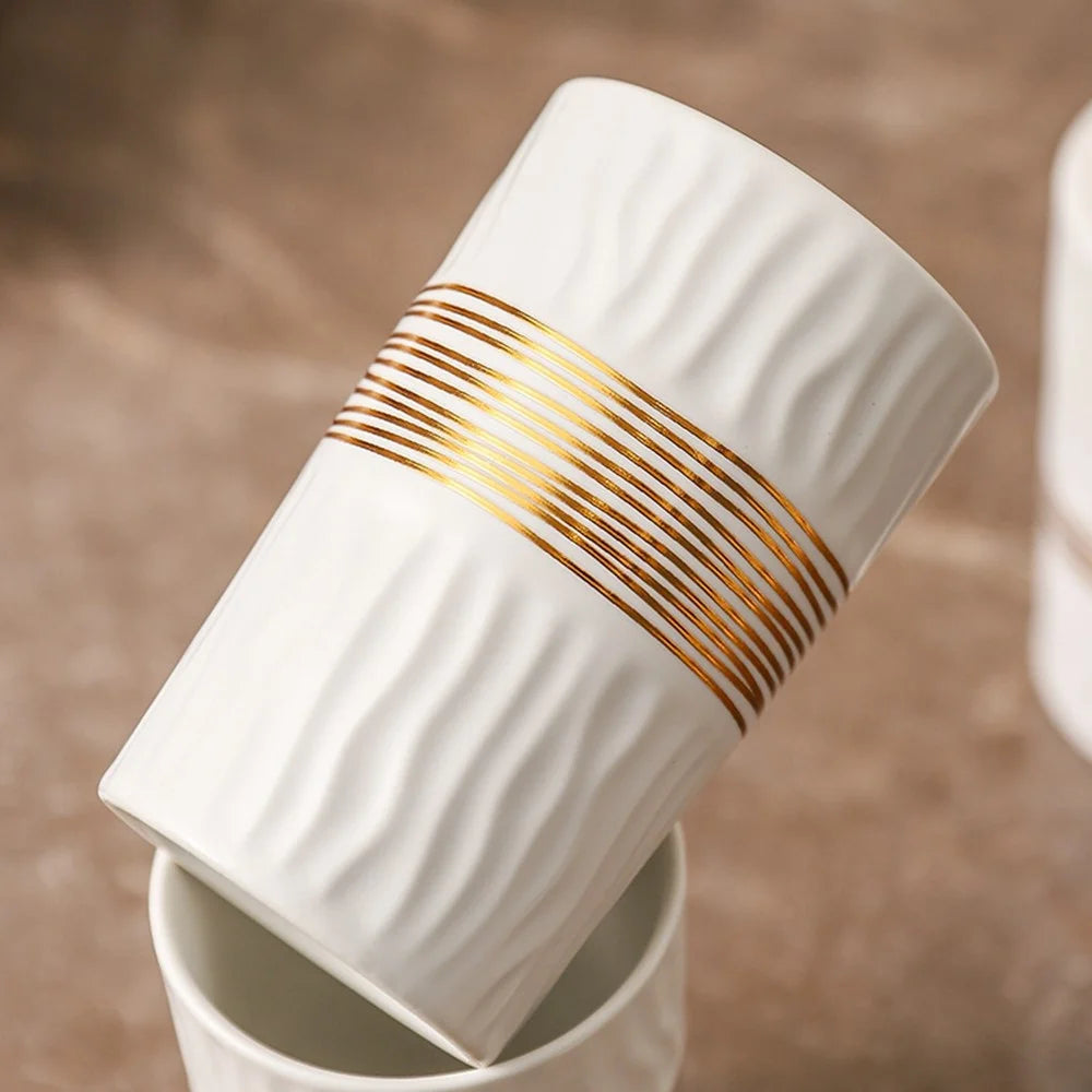 4Pcs / Set Luxury Bathroom Accessories Ceramic Toothbrush Holder Rinsing Cup Soap Dish Lotion Dispenser - White - 6