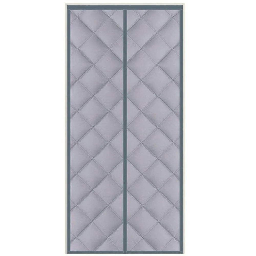 90 x 200cm Windproof Auto Closing Magnetic Door Curtain Center Opening Winter Thermal Insulated Doorway Screen - Grey - 1