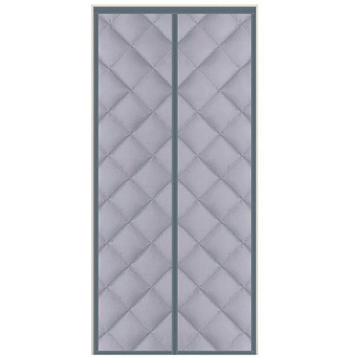 90 x 200cm Windproof Auto Closing Magnetic Door Curtain Center Opening Winter Thermal Insulated Doorway Screen - Grey - 1