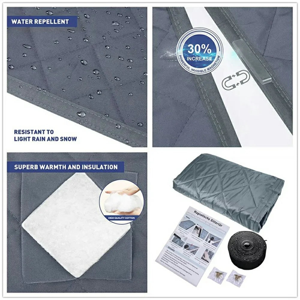 90 x 200cm Side Opening Magnetic Thermal Door Curtain Oxford Fabric Self Adhesive Windproof Doorway Screen - Coffee - 7