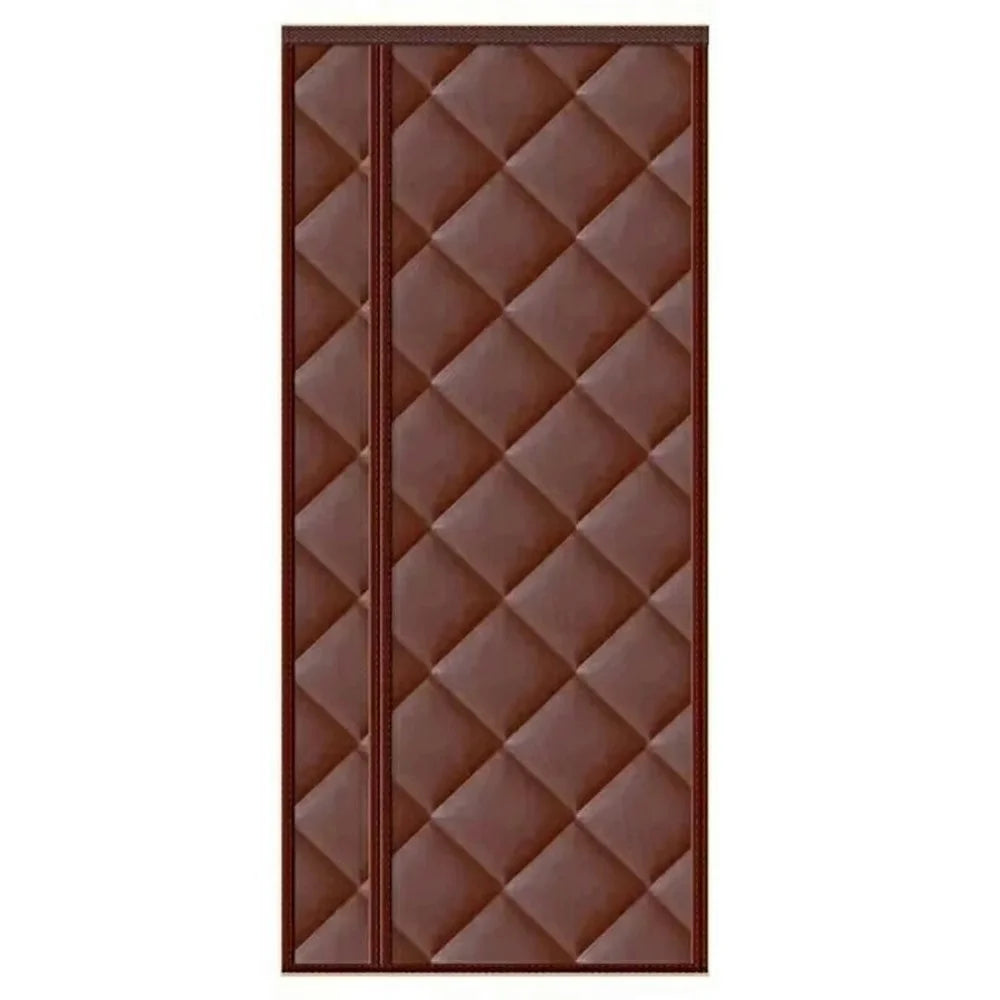 100 x 210cm Side Opening Magnetic Thermal Door Curtain Oxford Fabric Self Adhesive Windproof Doorway Screen - Coffee - 1