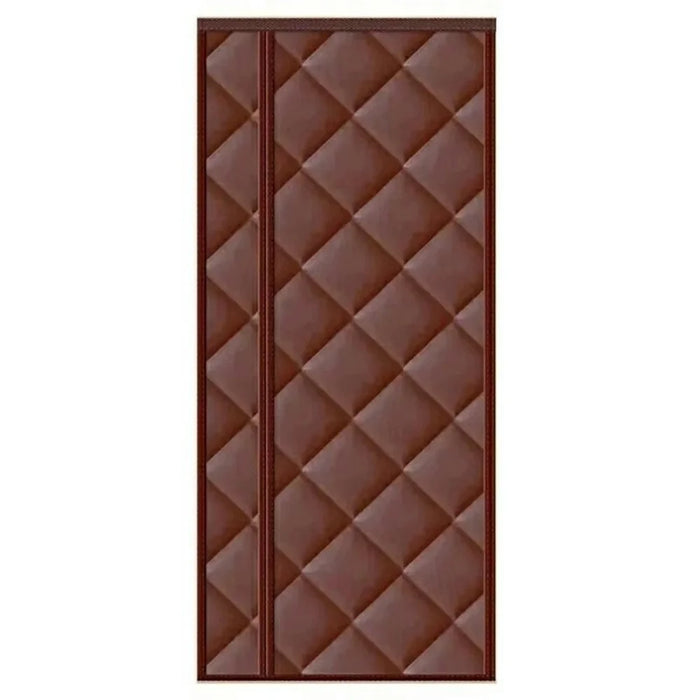 100 x 210cm Side Opening Magnetic Thermal Door Curtain Oxford Fabric Self Adhesive Windproof Doorway Screen - Coffee - 1