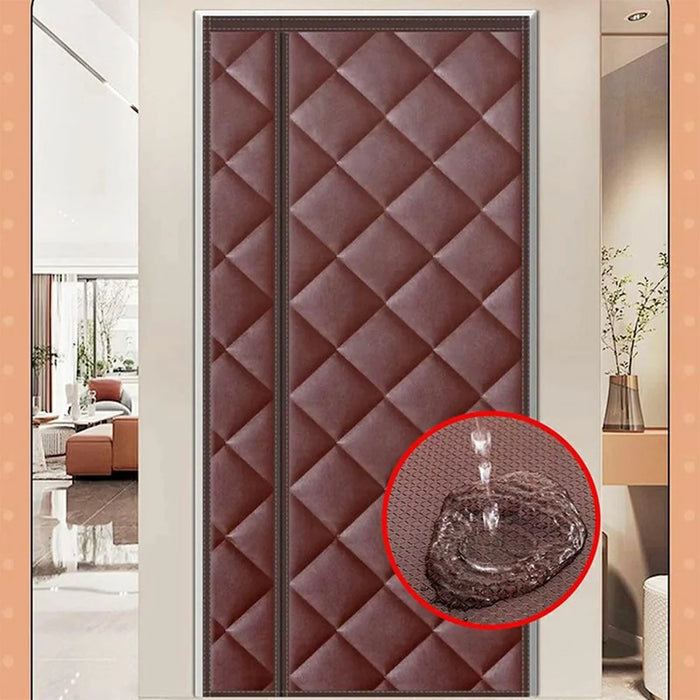 100 x 210cm Side Opening Magnetic Thermal Door Curtain Oxford Fabric Self Adhesive Windproof Doorway Screen - Coffee - 3