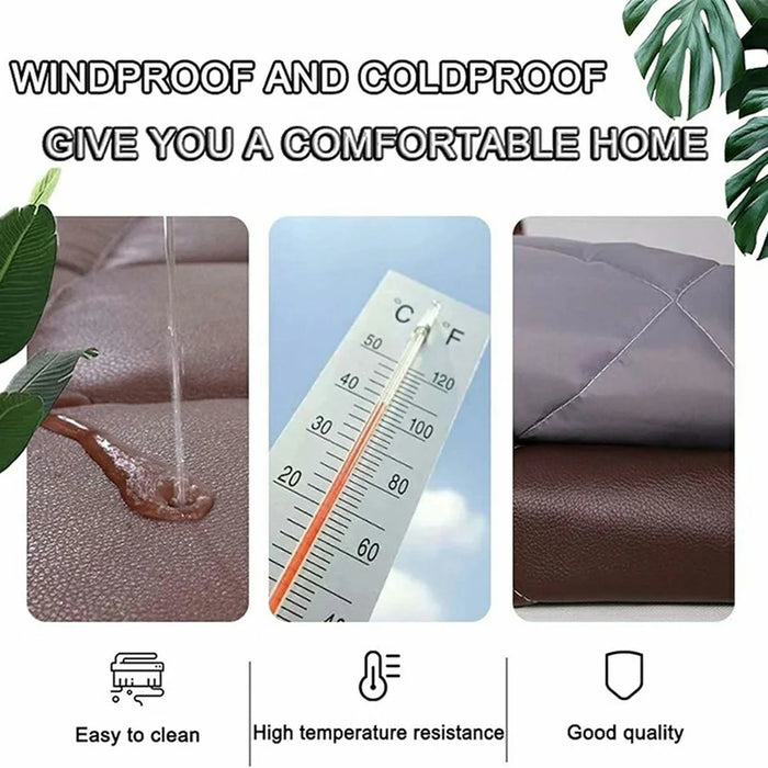100 x 210cm Side Opening Magnetic Thermal Door Curtain Oxford Fabric Self Adhesive Windproof Doorway Screen - Coffee - 4