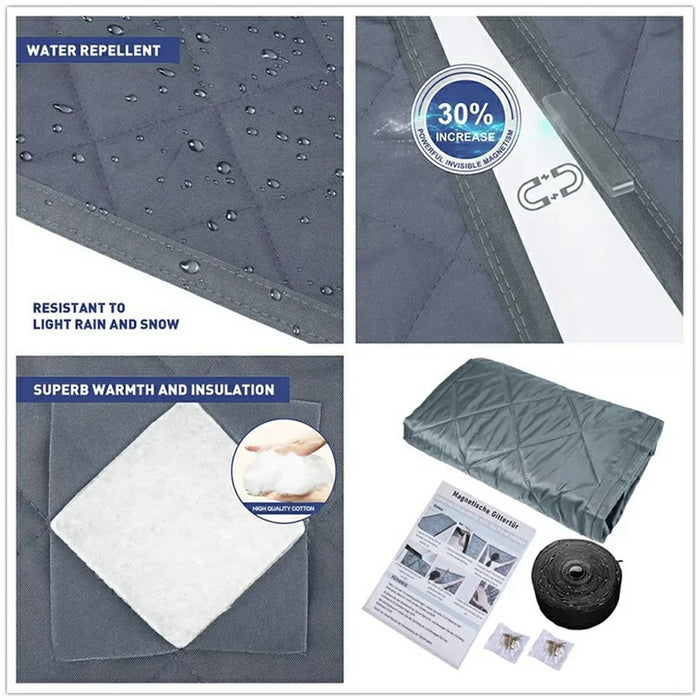 100 x 210cm Side Opening Magnetic Thermal Door Curtain Oxford Fabric Self Adhesive Windproof Doorway Screen - Coffee - 7