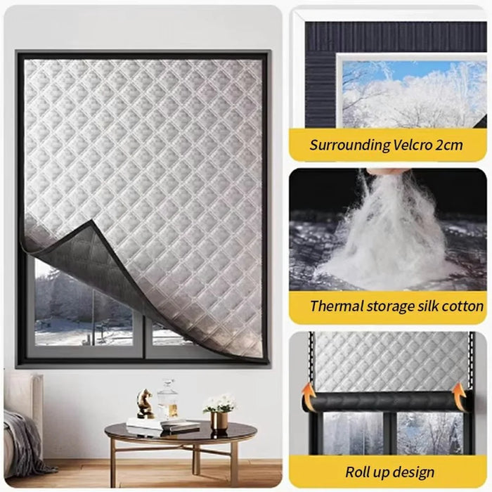 100 x 120cm Graphene Thermal Insulation Window Curtain Winter Self Adhesive Windproof Window Barrier - 2